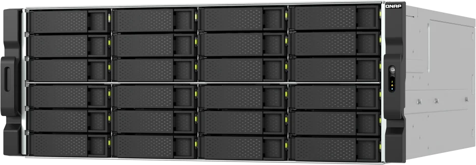 Storage NAS QNAP TS-h2477AXU-RP de 4U para rack, vista de tres cuartos